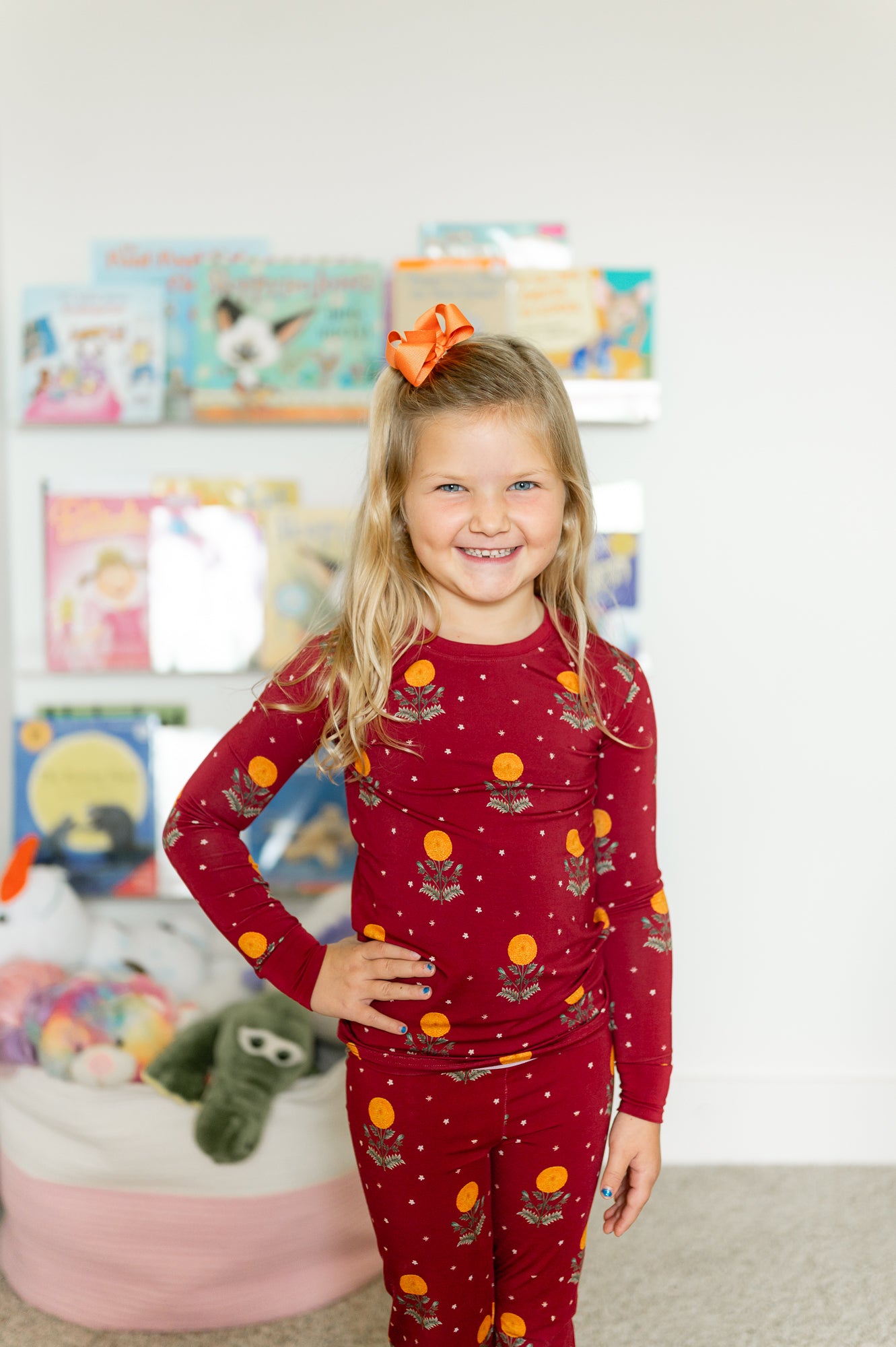 Golden Blooms Long Sleeve Pajama Set