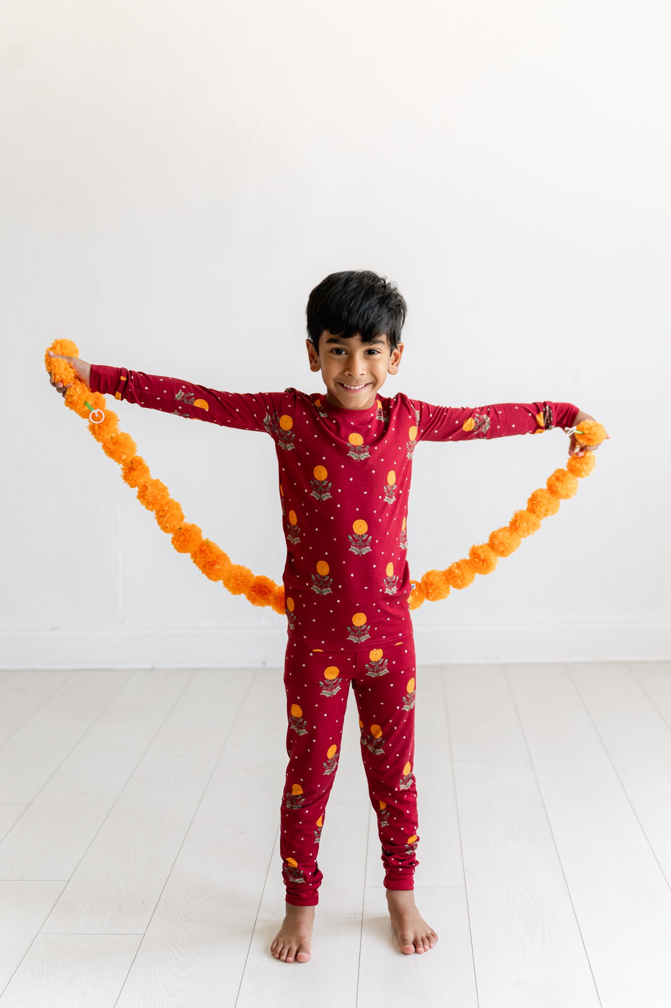 Golden Blooms Long Sleeve Pajama Set