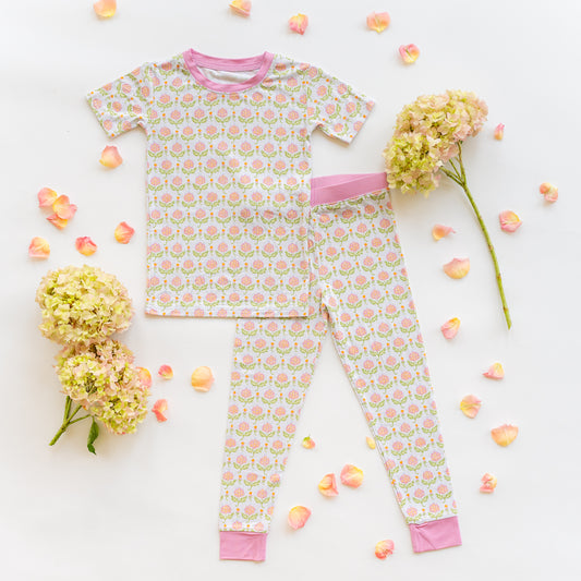 Happy Hydrangea Short Sleeve Pajama Set